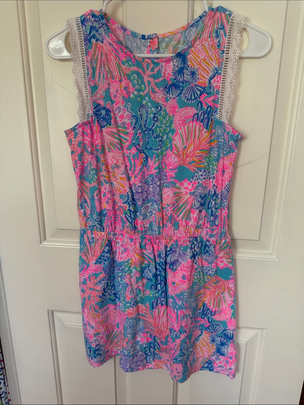 Lilly Pulitzer Girls Pink Blue Floral Sleeveless Dress